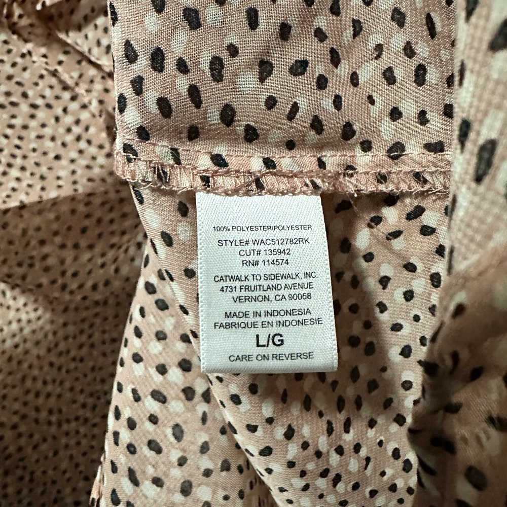 Pleione Light Pink Ruffled Buttoned Blouse Large - Picture 5 of 6